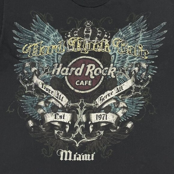 Vintage Y2K Hard Rock Cafe Miami Affliction Style Cyber Grunge T Shirt - Picture 2 of 4